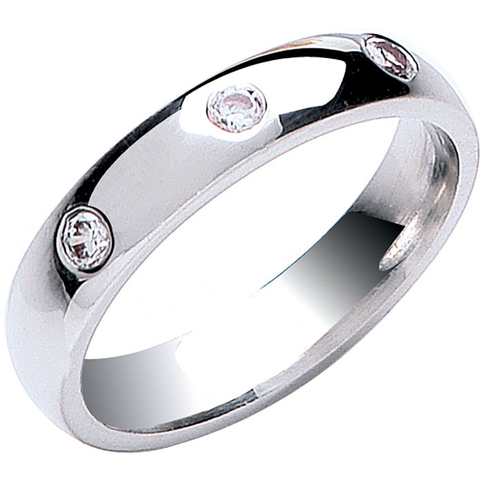 0.12ctw 3st Brilliant Cut Diamond Set 4mm Court Platinum Wedding Band