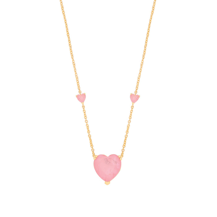 Silver YG Plated, Pink Heart Necklace