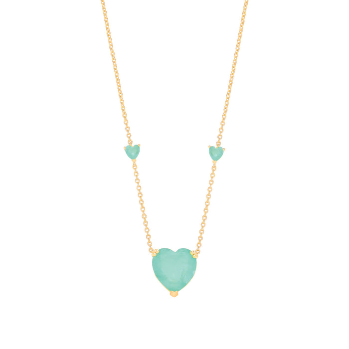 Silver YG Plated, Green Heart Necklace