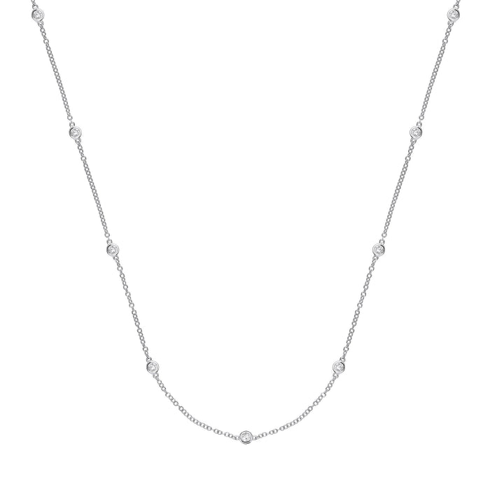 9ct White Gold 0.50ct Diamond by the yard Necklace (18in/45cm)