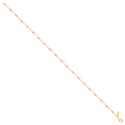 Silver YG Plated Pink Enamel Anklet