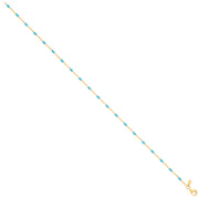 Silver YG Plated Blue Enamel Anklet