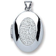 Silver Oval with Crystals Locket