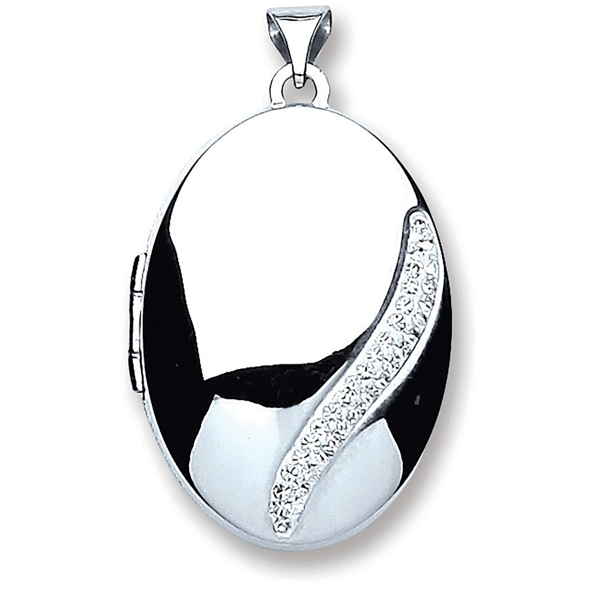 Silver Oval with Crystals Locket