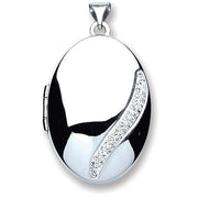 Silver Oval with Crystals Locket