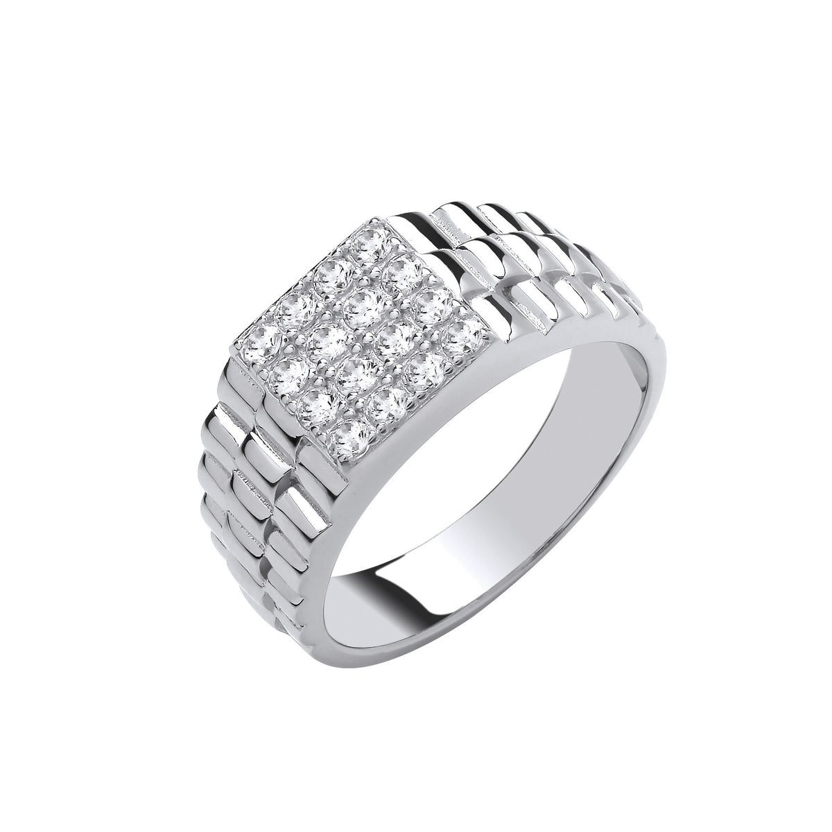 Silver Square Top Gents CZ Ring