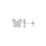 Silver CZ Butterfly Studs