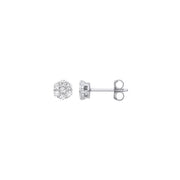 Silver CZ Flower Cluster Studs