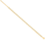 Silver YG Plated Heart CZ Rubover Tennis Bracelet