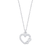 Silver CZ Heart Infinity Pendant Necklace