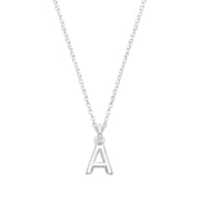 Silver Small Plain Initial 16" + 1" Necklace