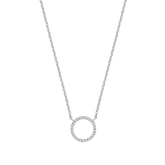 9ct White Gold 0.08ctw Necklace (chain 17")