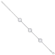 Silver WHITE Enamel Four Leaf Clover Bracelet
