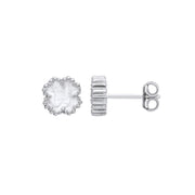 Silver WHITE Enamel Four Leaf Clover Studs