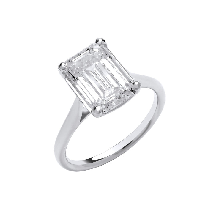 18ct White Gold 4.00ctw Emerald Cut LAB GROWN Diamond Ring IGI Certified