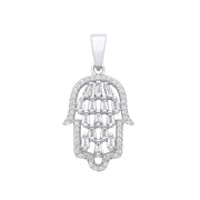 Silver Hamsa CZ Pendant