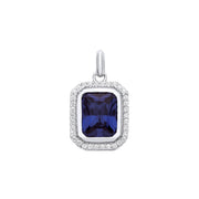 Silver Blue Octagon CZ Pendant