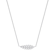 Silver CZ Feather Necklace