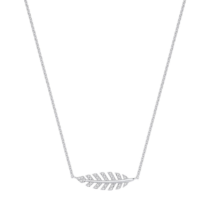 Silver CZ Feather Necklace