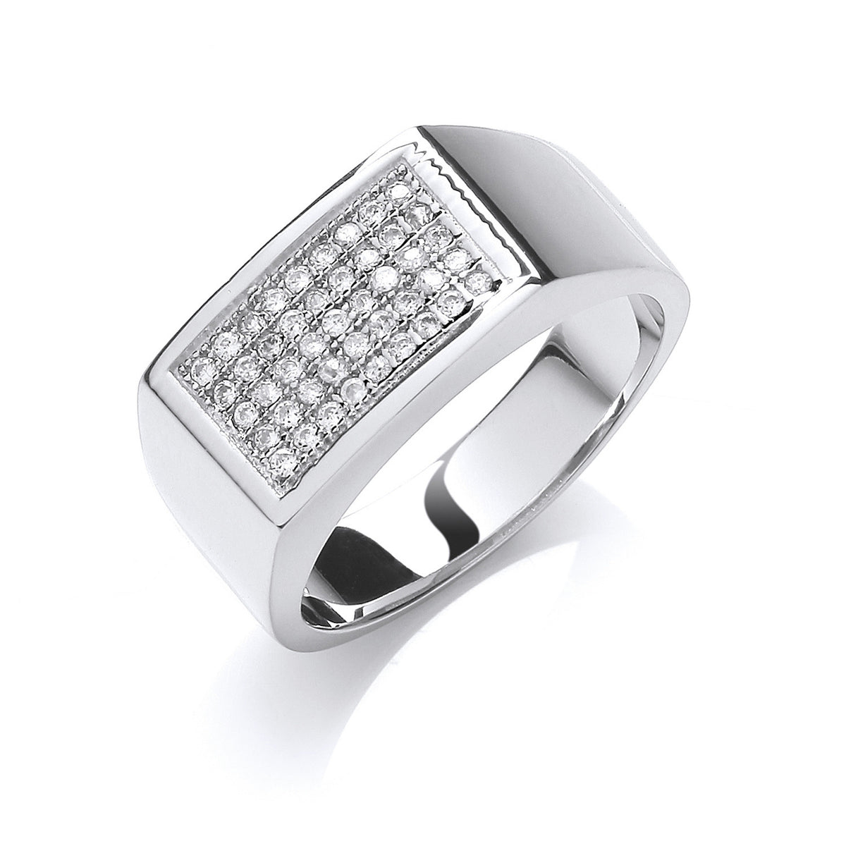 Silver Micro-Pave Cz Gents Ring