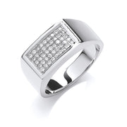 Silver Micro-Pave Cz Gents Ring