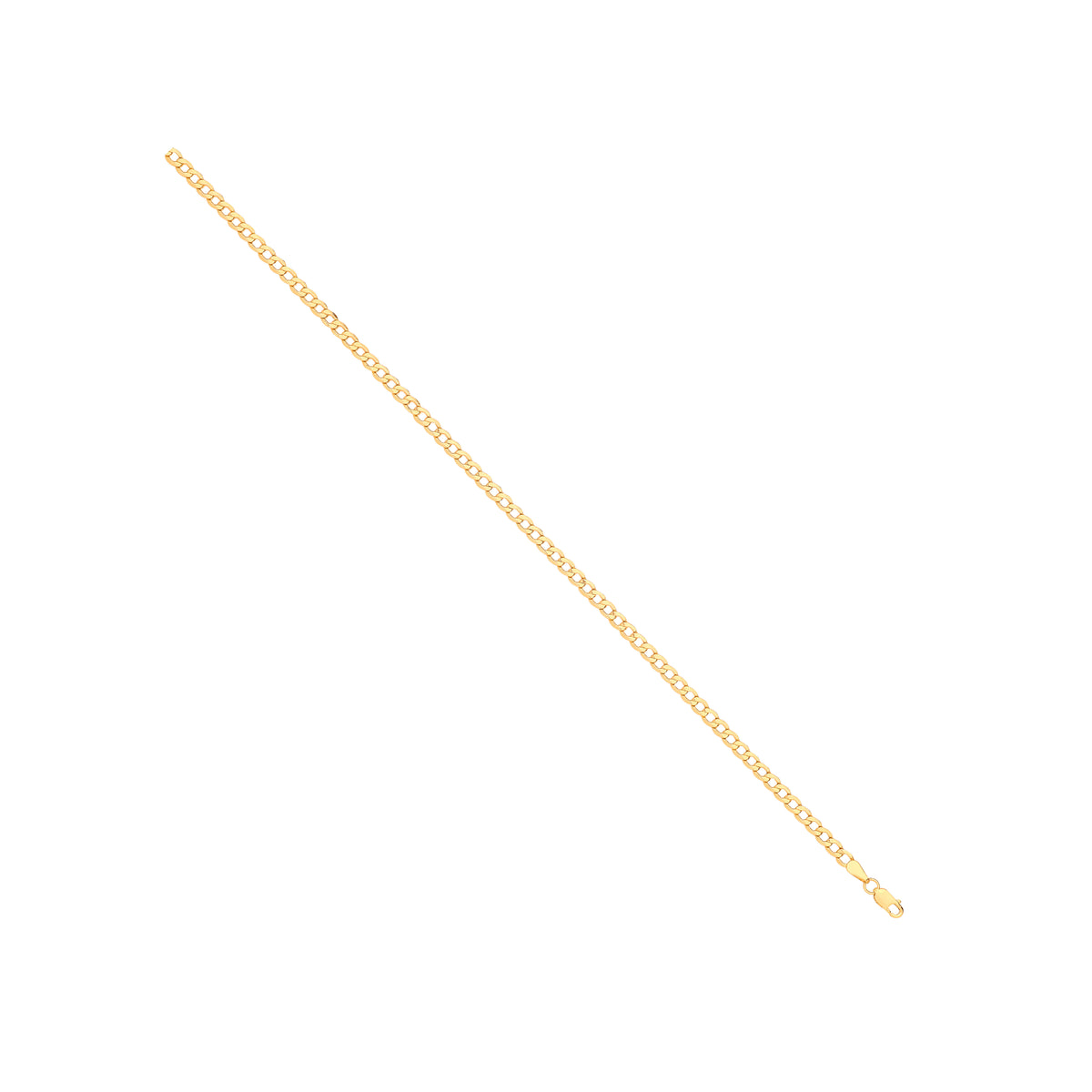 14ct Y/G Hollow Beveled Curb 3.5mm Chain