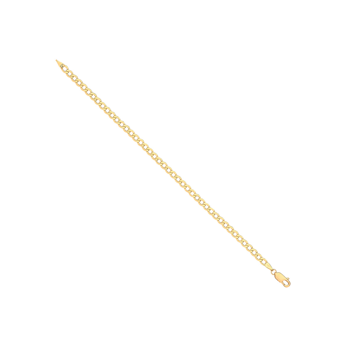 14ct Y/G Hollow Beveled Curb 4.0mm Chain