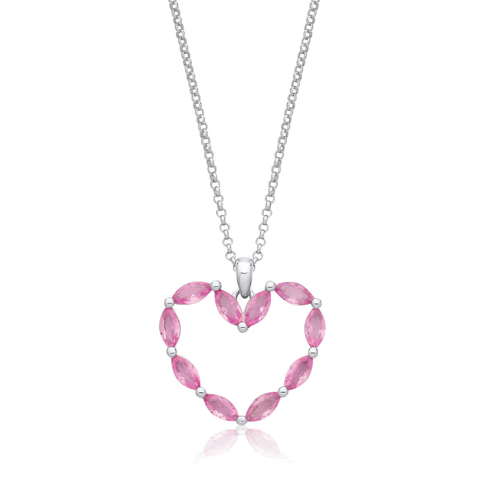 Pink Heart Silver Drop Necklace