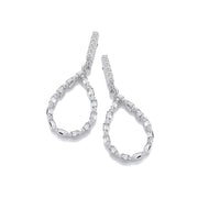 Teardrop Baguette CZs  Silver Drop Earrings