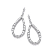 Silver Teardrop CZ Long Earrings