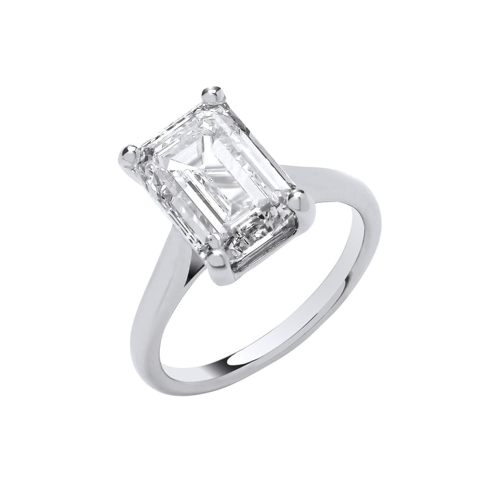 18ct White Gold 5.00ctw Emerald Cut LAB GROWN Diamond Ring IGI Certified