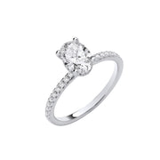 18ct White Gold 1.21ctw Oval LAB GROWN Hidden Halo Diamond Ring IGI Certified