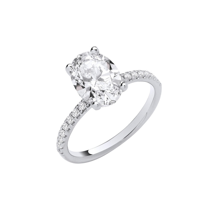 18ct White Gold 2.24ctw Oval LAB GROWN Hidden Halo Diamond Ring IGI Certified