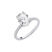 18ct White Gold 2.24ctw Oval LAB GROWN Hidden Halo Diamond Ring IGI Certified