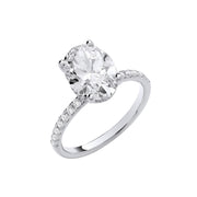 18ct White Gold 3.28ctw Oval LAB GROWN Hidden Halo Diamond Ring IGI Certified
