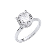 18ct White Gold 3.08ctw Solitaire LAB GROWN Hidden Halo Diamond Ring IGI Certified