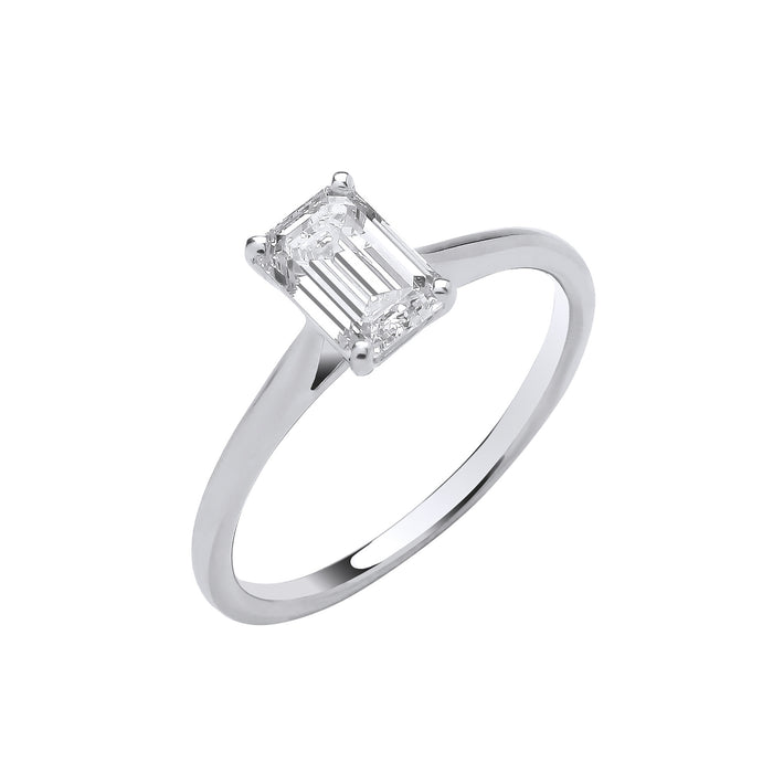18ct White Gold 1.00ctw Emerald Cut LAB GROWN Diamond Ring IGI Certified
