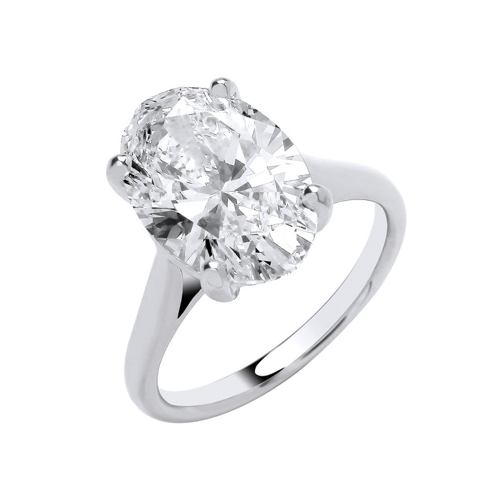 18ct White Gold 5.00ctw Oval Cut LAB GROWN Diamond Ring IGI Certified