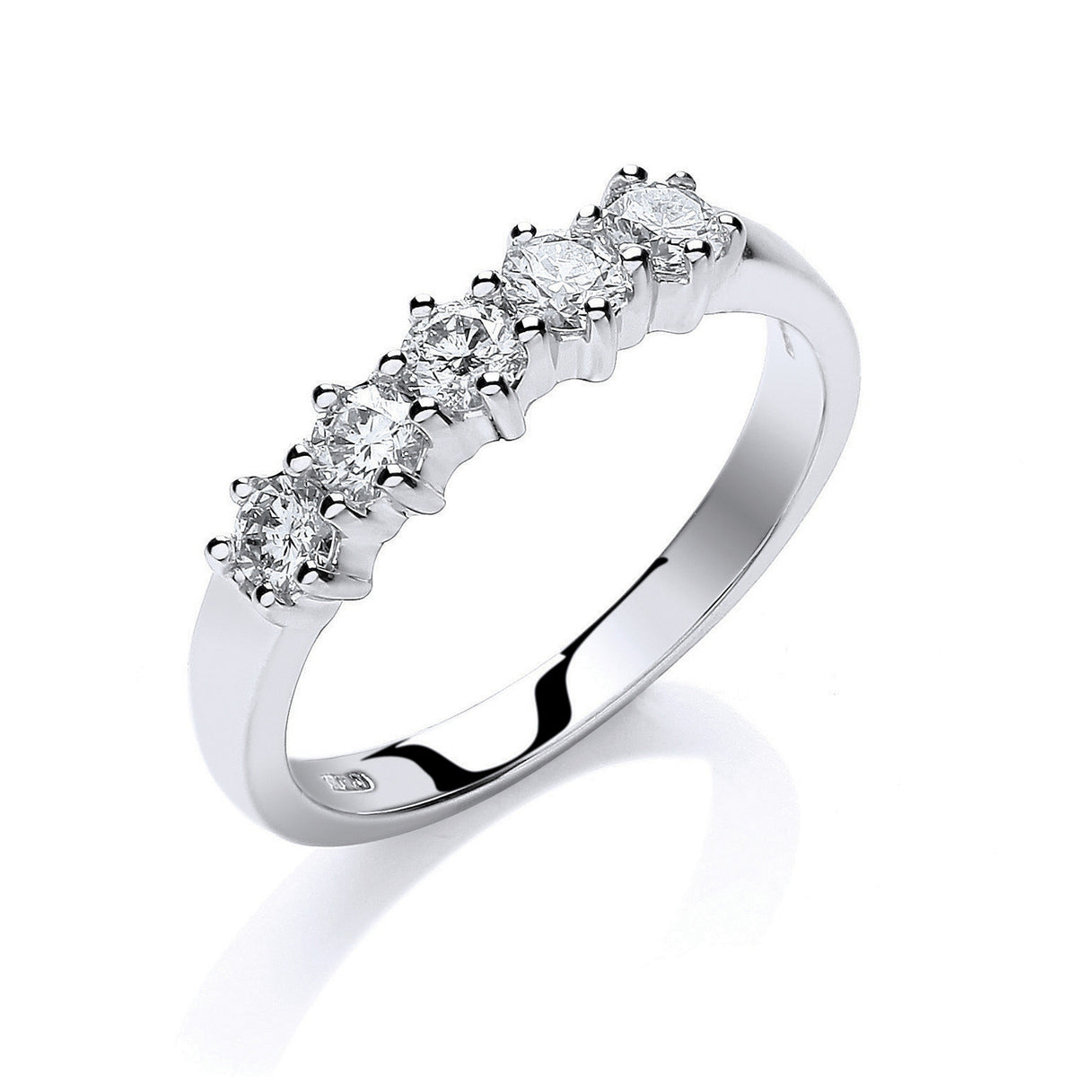 18ct White Gold 0.50ct 5 Stone Diamond Eternity Ring