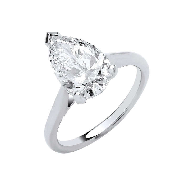 18ct White Gold 3.00ctw Pear Cut  LAB GROWN Diamond Ring IGI Certified