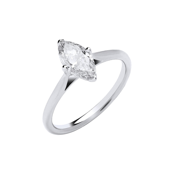 18ct White Gold 1.00ctw Marquise Cut  LAB GROWN Diamond Ring IGI Certified