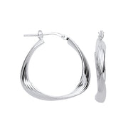 Silver Triangle 26mm Twisted Hoop Earrings