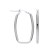 Silver Rectangular Creole Earrings