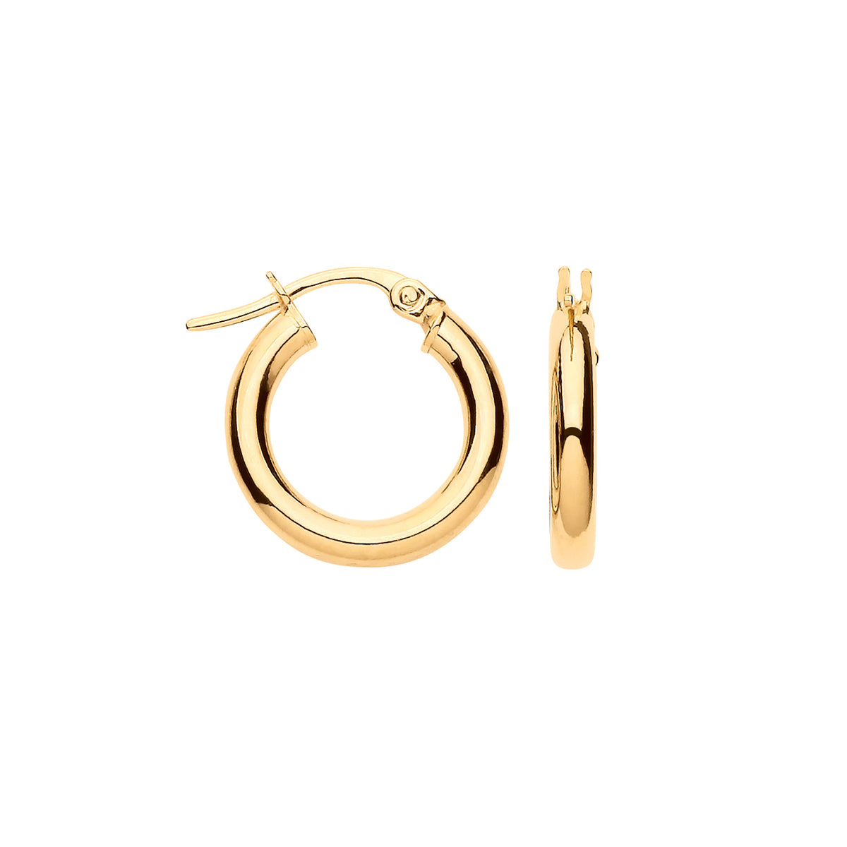 Y/G 15mm Plain Tube Hoop Earrings