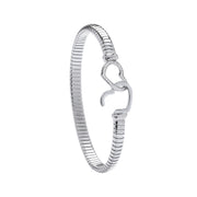 Silver Hearts Hook, Ribbed Ladies Bangle