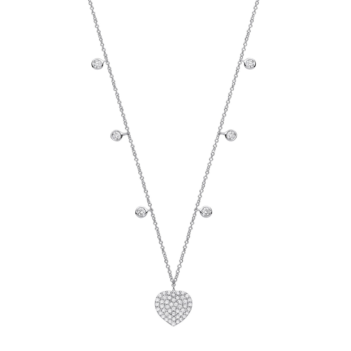 9ct White Gold 0.45ctw Heart Necklace