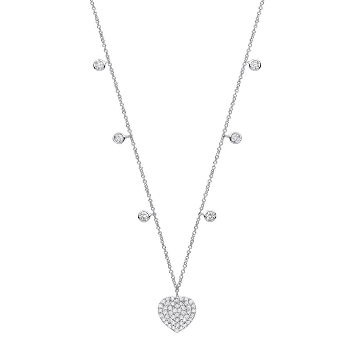 9ct White Gold 0.45ctw Heart Necklace