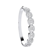 Baguette & Round CZs Halo Style Bangle