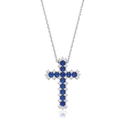 Blue & Clear CZ Cross with Chain