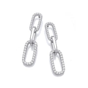 Paper Clip Micro Pave Cz Drop Earrings